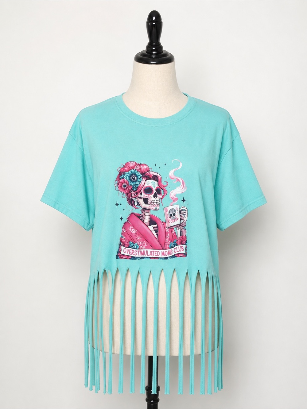 Customize Fringe Graphic Tee - Overstimulated Moms Club patch Ptp 20